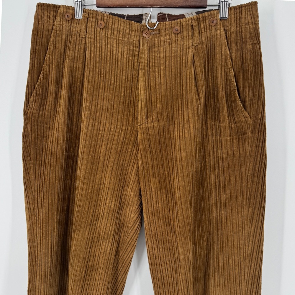 ICEBERG Vintage 90s Brown Corduroy Pleated Tailored Mens Pants Made in Italy 36